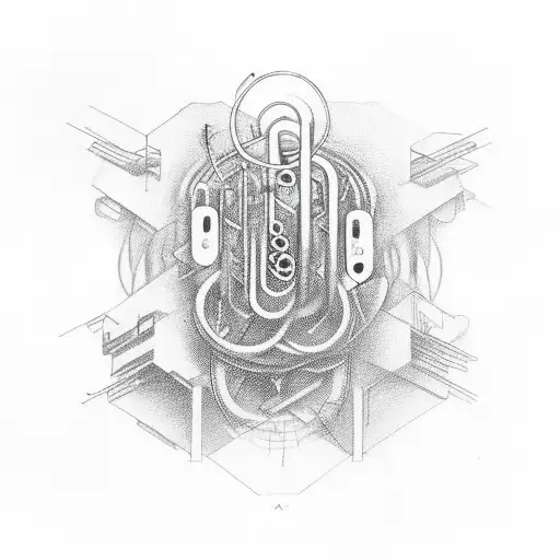 A Surrealistic Design Combining Music Notes And Trap Symbols