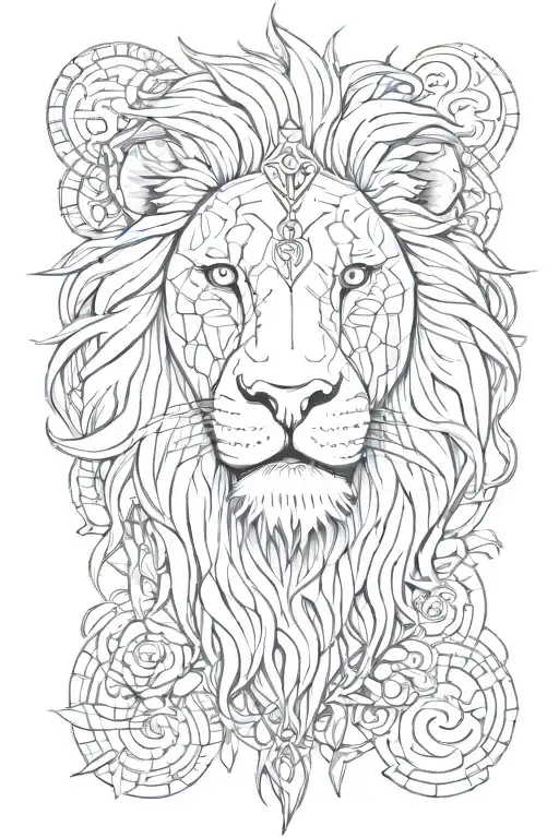 A Cross Over A Lion Face