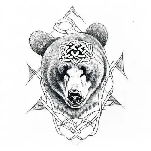 Design A Tattoo Featuring A Bear Claw With Hiking Trails Intertwined In Celtic Patterns