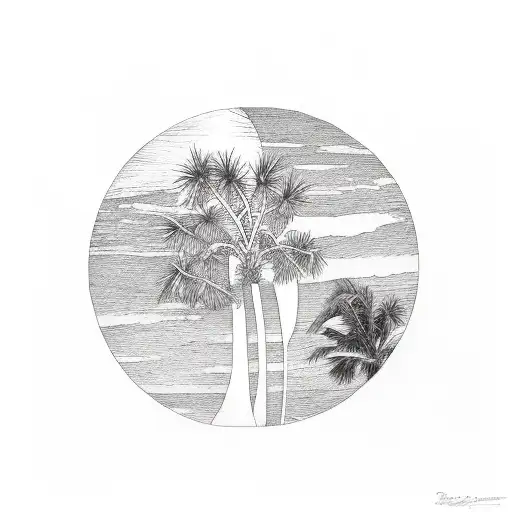 Palmetto Tree With Crescent Moon In Top Left Corner With 803 Going Down Vertically Inside The Tree