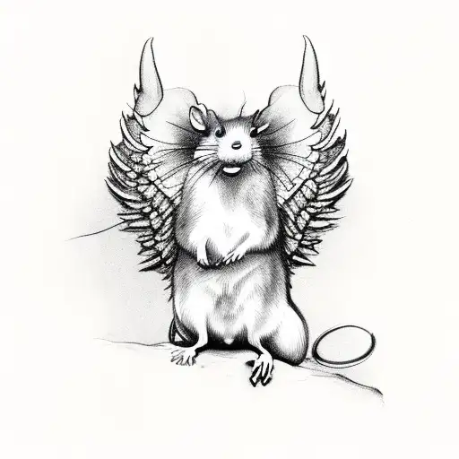 3 Cartooon Rats With Angel Wings On A Cloud