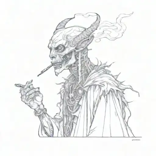 A Demon Smoking A Cigarette