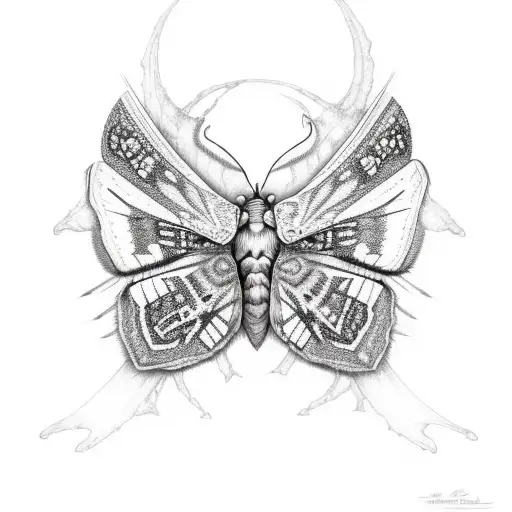 Moth With Skull On Crystals