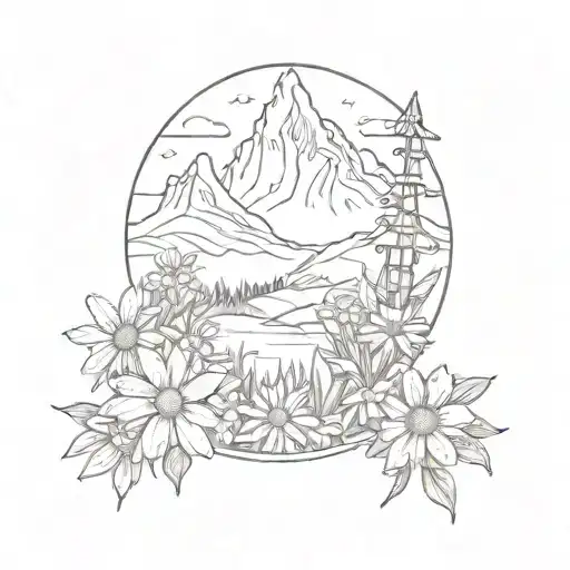 Mountain And Daisies