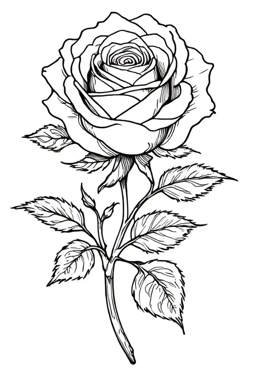 Rose With Doodle Written Intertwined