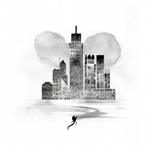A Music Note With A Silhouette Of Detroit Skyline