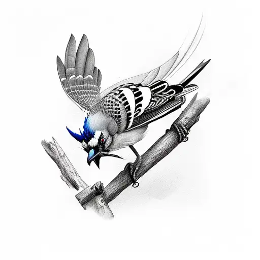 Black And White Bluejay