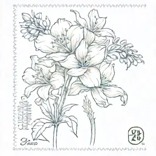 Postage Stamp With Birth Flower From July And August