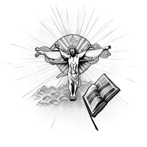 Jesus With Crosses And Doves With Sunset And Bible Verse