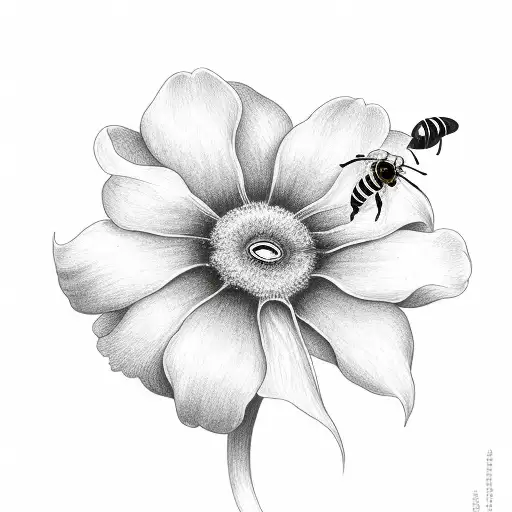 Morning Glory Flower With A Bee