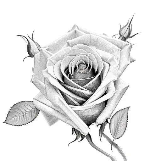 Yellow Realistic Healthy Vibrant Rose With Four Leaves And A Stem Mental Health Ribbon