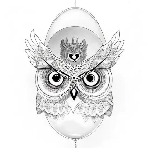 Day Of The Dead Owl With Hour Glass As Its Body