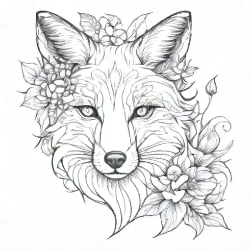 Fox Face Tattoo With A Butterfly Made