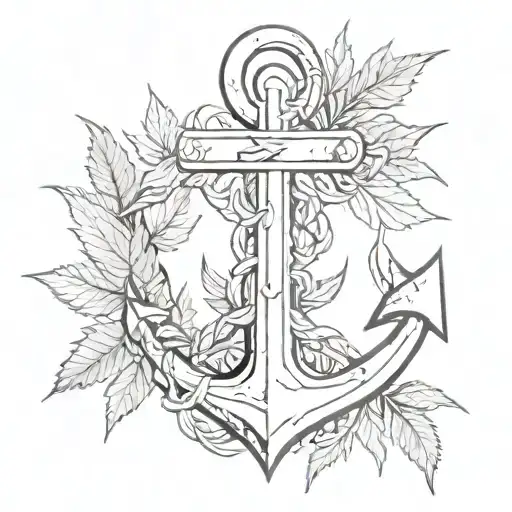 An Anchor Entwined With Cannabis Leaves And Family Initials