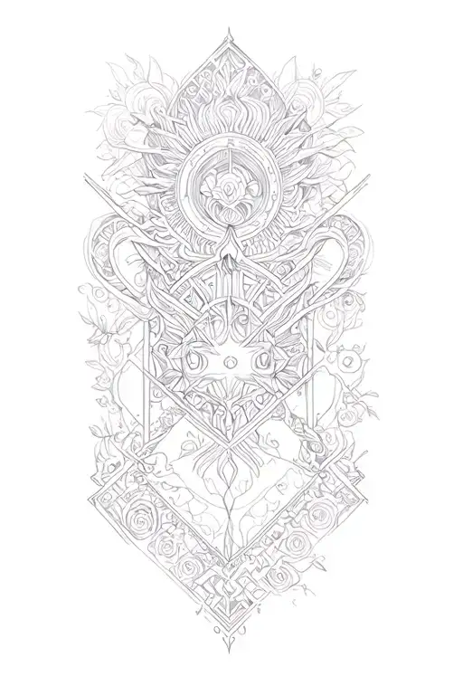 Fine Line Blueprint Medivel Art Inspired Tattoo Design