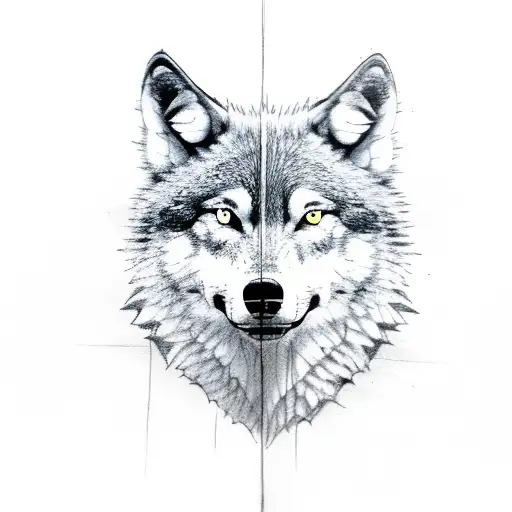 A Wolf Hiding In The Dark Of A Dog House Opening