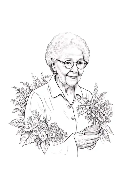 Memorial Tattoo For My Grandma Who Was A Teacher And Loved To Garden