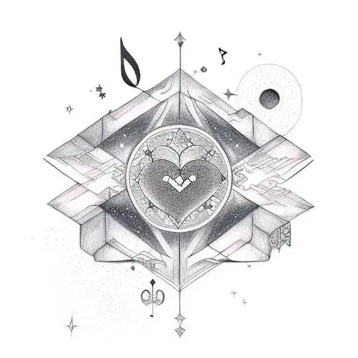 Constellation Tattoo With Hidden Symbols Representing Love And Music
