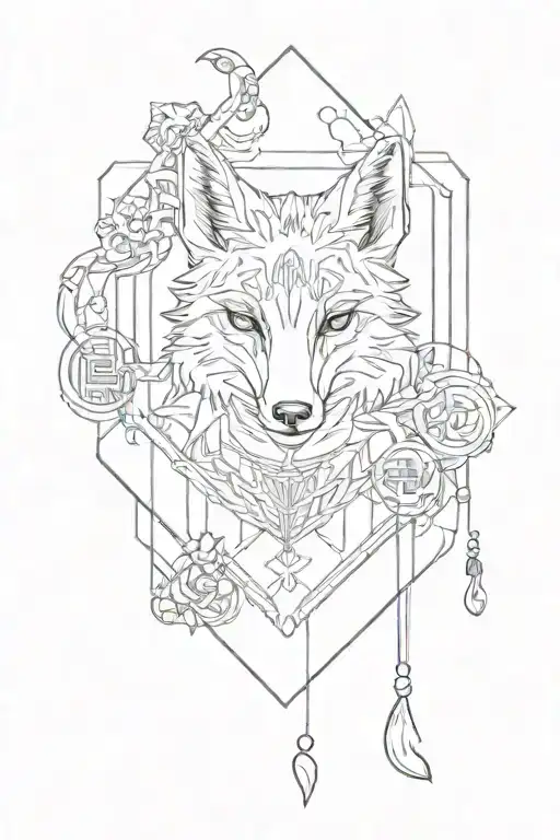 Ractangle Omamori Talisman Fox Inside