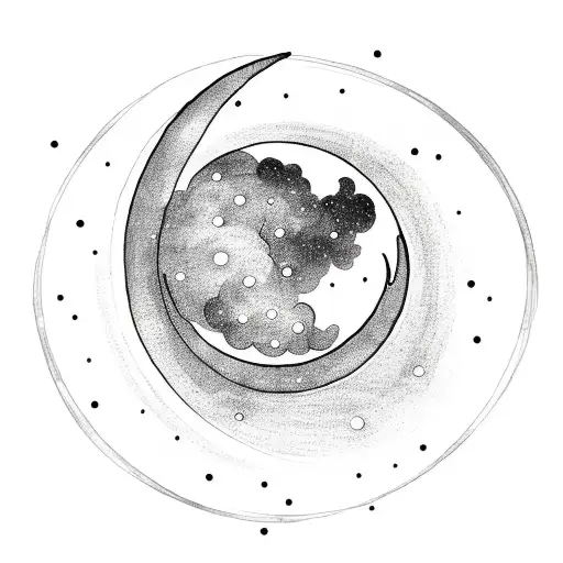 Crescent Moon With Constellation