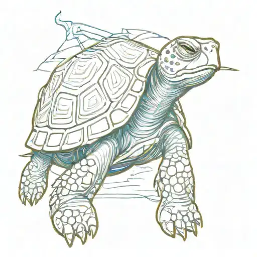 Logheaded Turtle On Blue Paint Brush Stroke