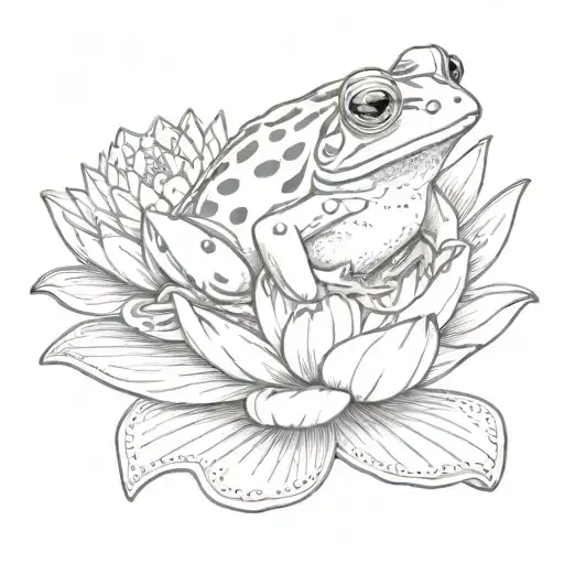 Wartless Frog Sitting On A Water Lily Flower