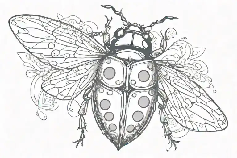 Ladybug With Wings Open