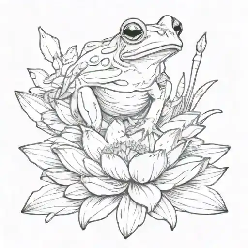 Tree Frog Sitting On A Water Lily