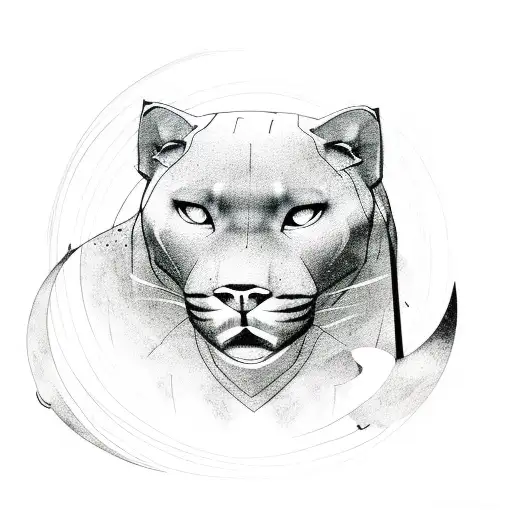 Body Of Panther With Moon