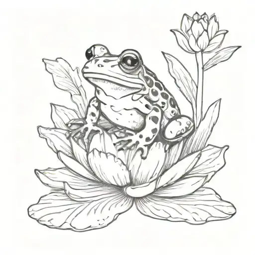 Frog Sitting On A Water Lily
