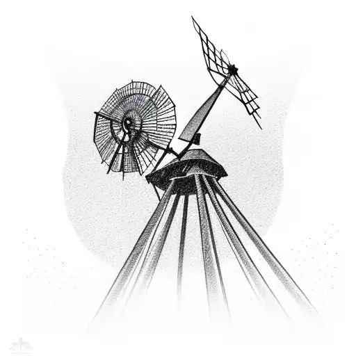 Sunset With Windmill And A Whitetail Buck