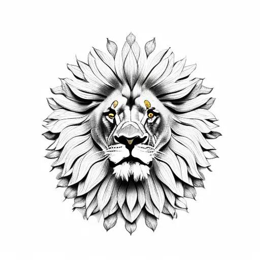 Lion Made From Daisy Petals