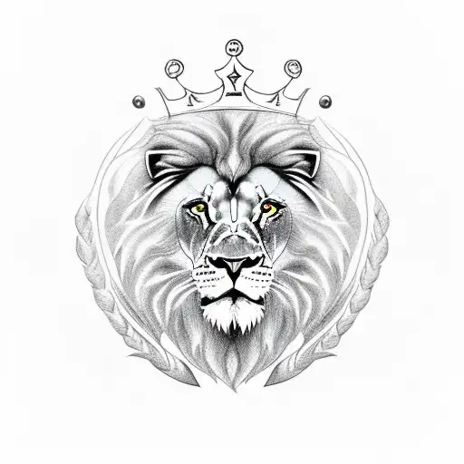 A Detailed Portrait Of A Lion With A Crown Symbolizing Strength And Power