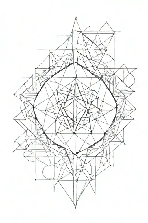 Geometric Tattoo Ink Lines In Black And White Drawing