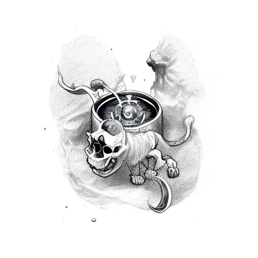 Hourglass Held By Skeleton Hand And Lion Paw