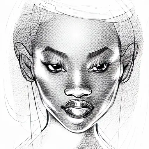 Beautiful African American Line Face