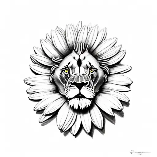 Lion Made From Daisy Flowers
