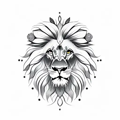 Feminine Lion With Flowers