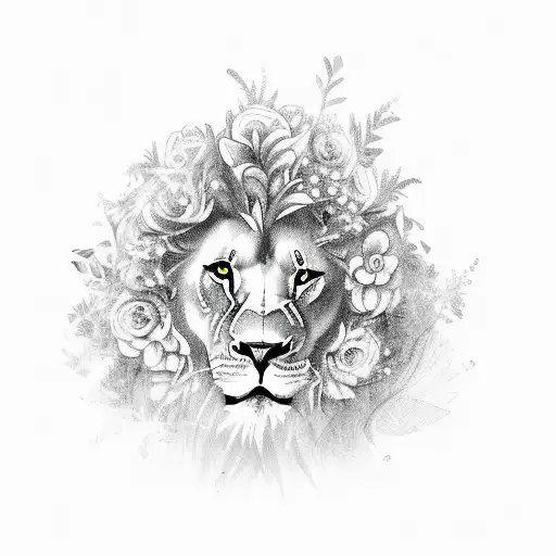 Feminine Lion With Flowers