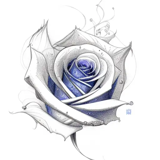 Blue And Purple Rose In Black Fire