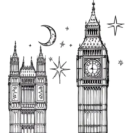 Big Ben With Crescent Moon Second Star To The Right With Pixie Dust Leading To The Second Star