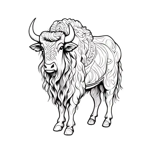 Single Line Himalayan Yak With Buddhist Unbreakable Knot