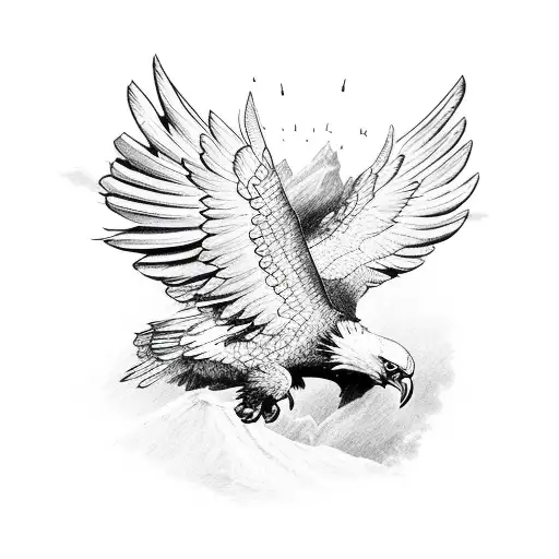 Eagle Wing With Rose And Mountain Sleeve