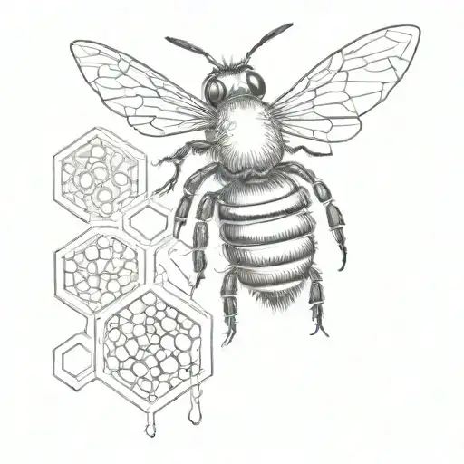 Fineline Bee And Honeycomb Tattoo For Fore Arm