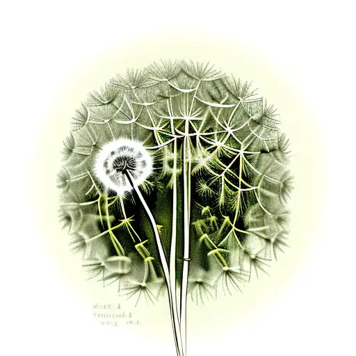 Dandelion With Stem And Fern Leaf