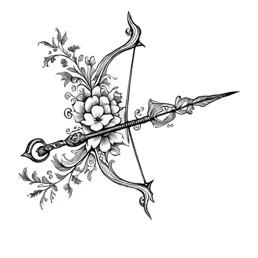 Intricate Decorative Design That Combines Floral And Ornamental Elements Making A Bow And Arrow