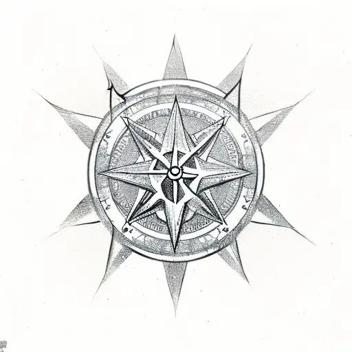 Combine A Wolf Silhouette With A Compass Rose Made Of Cards