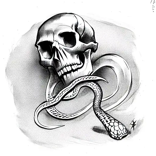 Skull With Snake