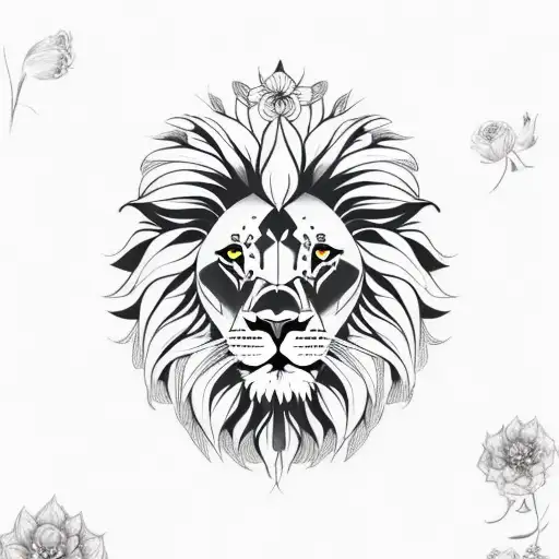 Feminine Lion With Flowers