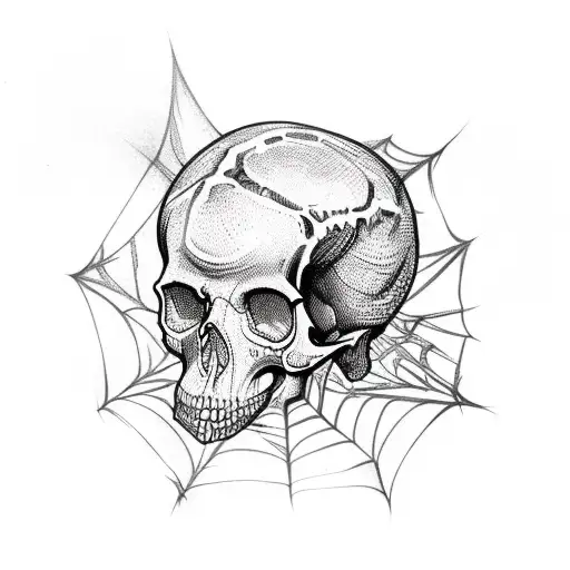 Sleeve With Spider Webs That Fade Into Skulls And Snake Coming Out The Skull